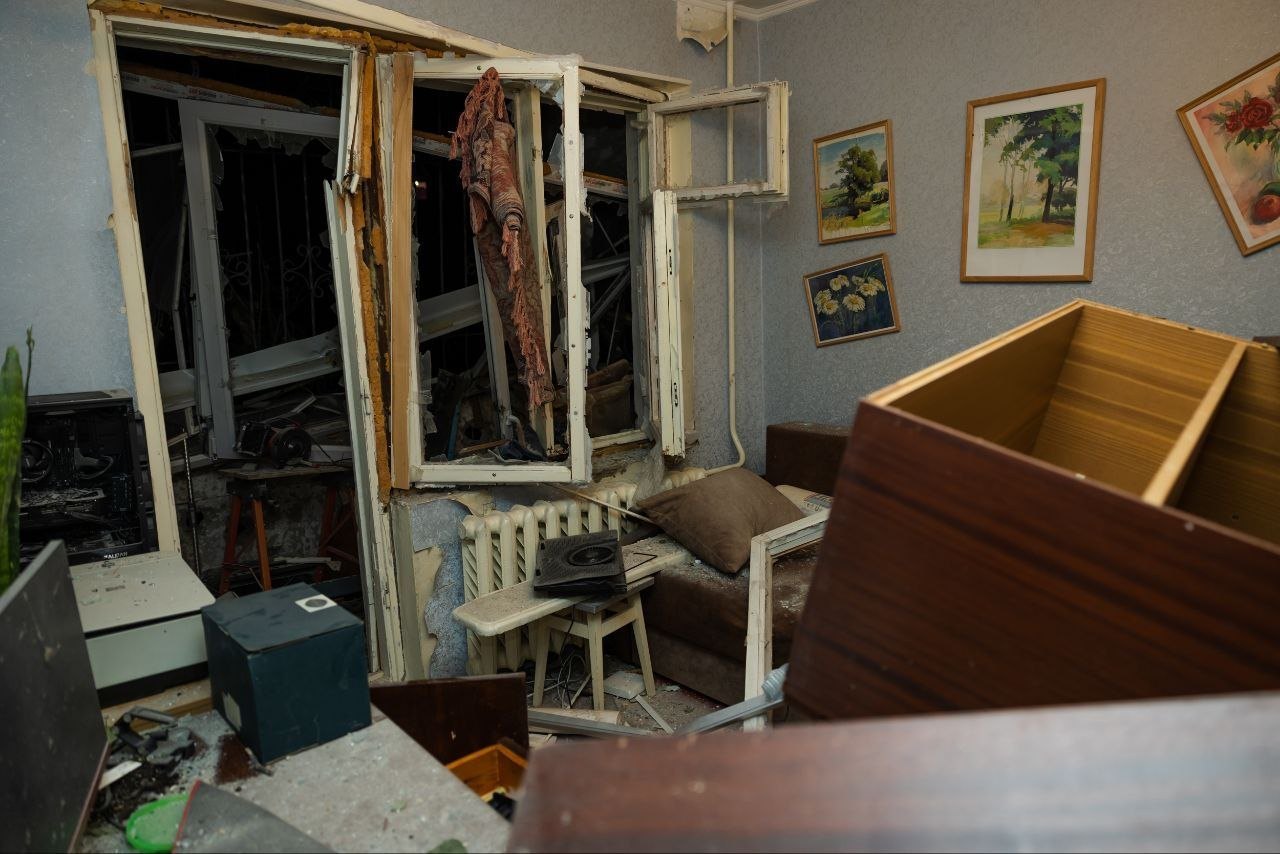 A flat with its windows blown out