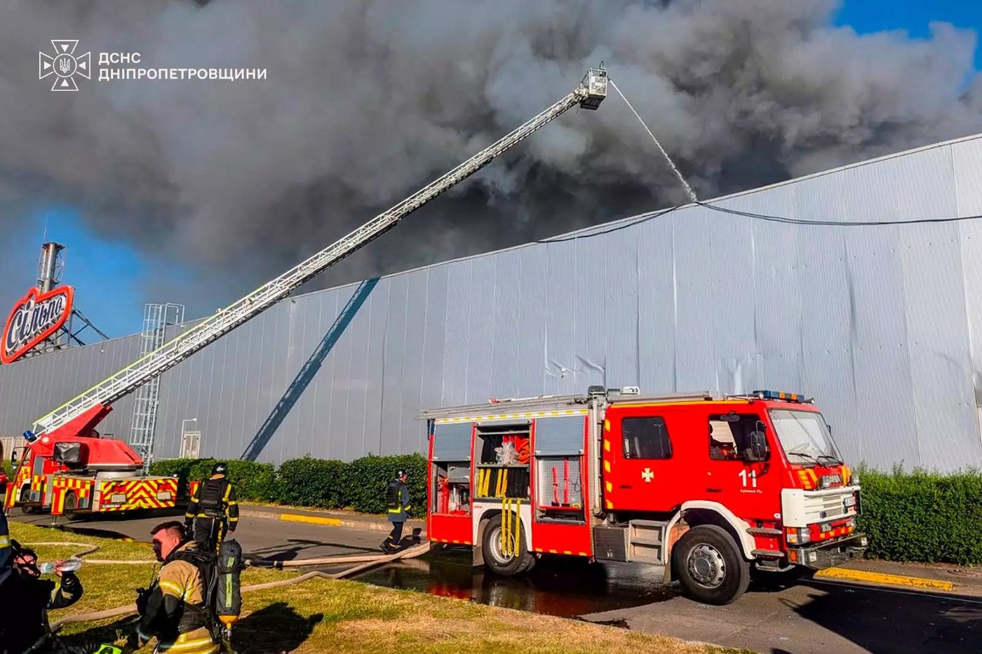 Firefighters at the Sun Gallery shopping centre, 21 August 2026