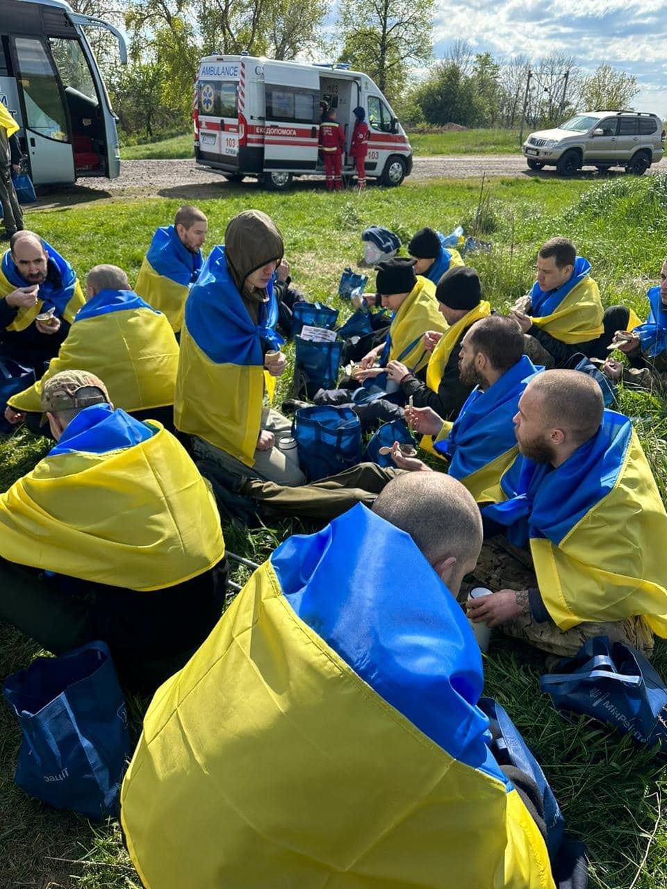 Returned prisoners of war after an exchange, 6 May 2023