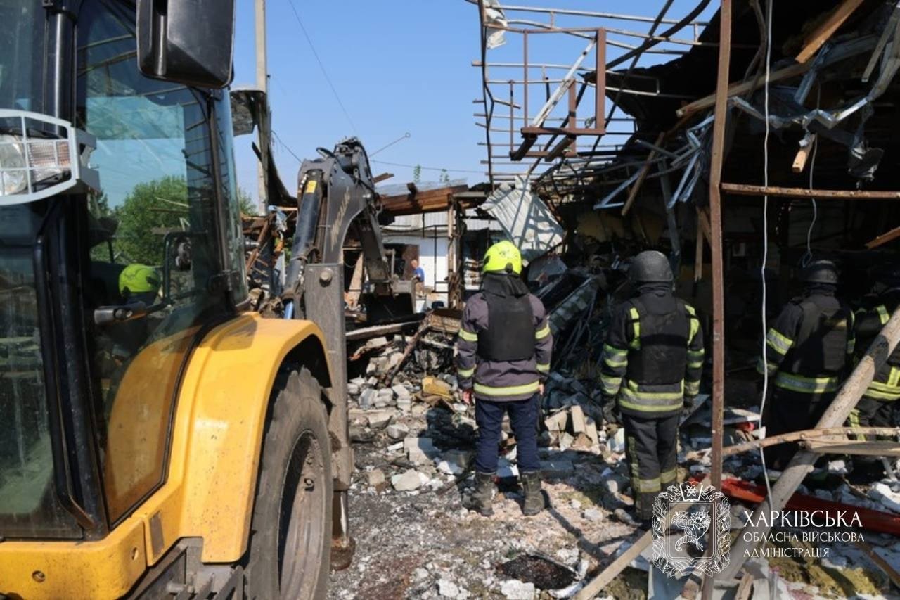 The centre of Pechenihy after the missile strike of 18 August 2026 — regional administration release, frame 3 of 6